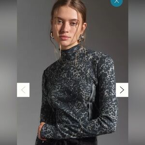 Anthropologie Pilcro Leopard Print Turtleneck Top
